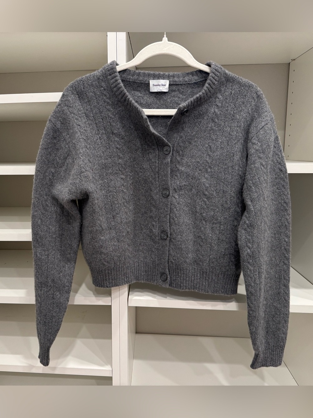 Aritzia Sunday Best Wool Blend Gray Aimy Cardigan, Size L